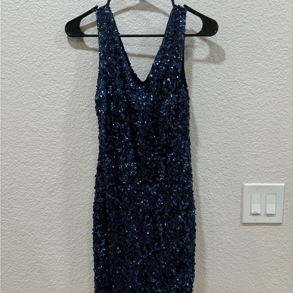 Amber Blue Sequin Mini Dress • Size Large •